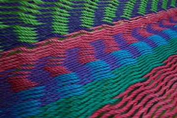 This photo depicting the "woof" of a textile ... meaning both the texture and the crosswise "threads" that fill in the warp ones in the weaving process ... was taken by an Italian photographer.  The object pictured is actually a section of a hammock.